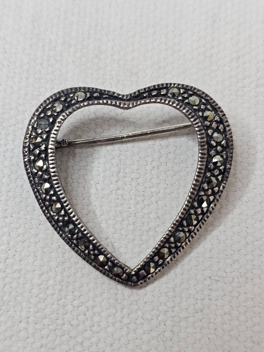 Vintage Sterling Silver Open Heart Brooch Jewelry Blazer Scarf Pin